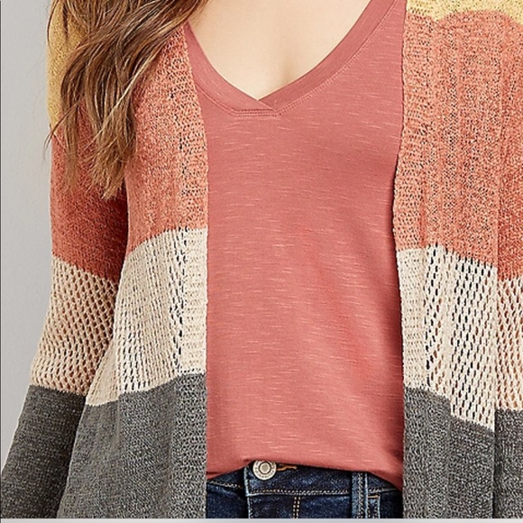 NEW Maurices color block open stitch duster - Picture 2 of 7